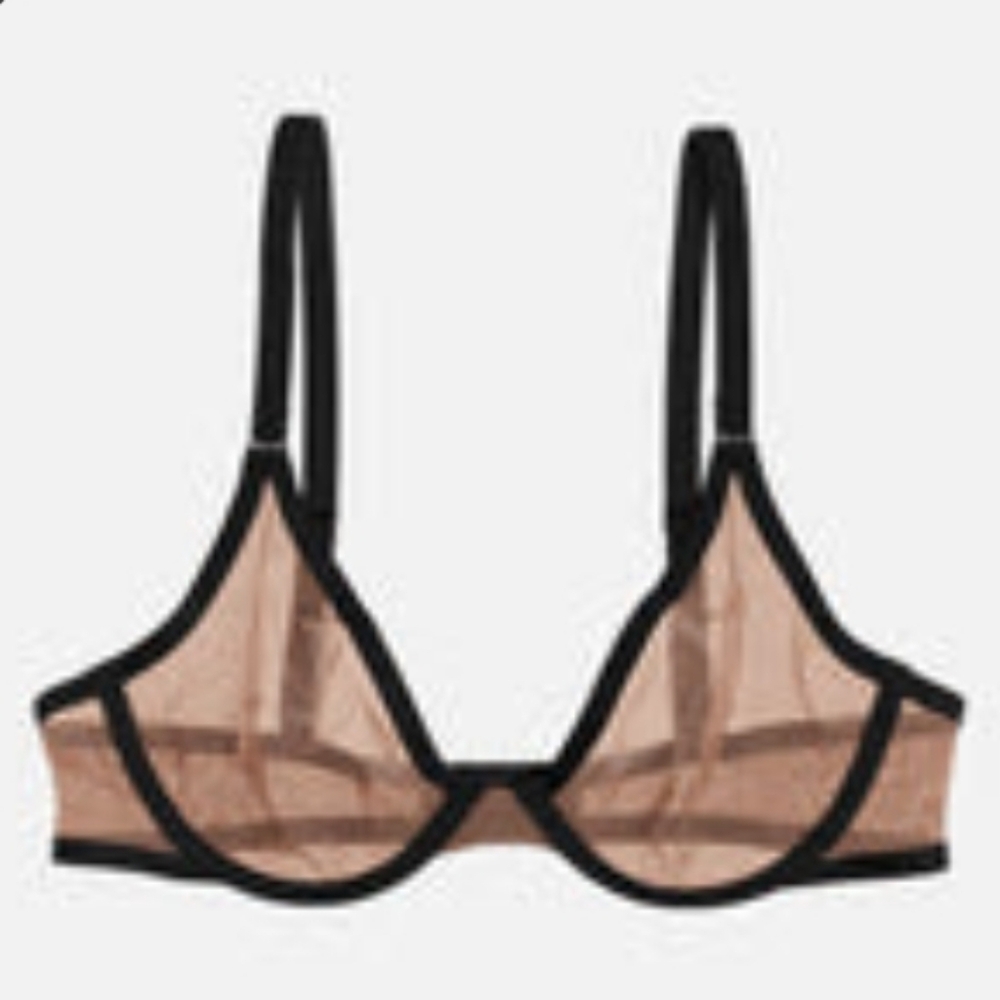 NWT CUUP The Plunge Mesh Taupe/Black 32D